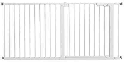 BabyDan Premier, Extra breit Ohne bohren Treppenschutzgitter, 151,8-158 cm, Babygitter/Sicherheitsgitter, Metall, Weiß, Hergestellt in Dänemark - (Haustiergitter/Hundegitter)