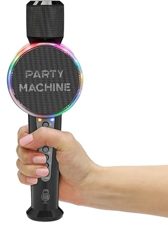 Singing Machine Wireless Karaoke Microphone for Kids & Adults, Party Machine Mic (Black) - Portable Handheld Bluetooth Microphone with Speaker & Voice Changer Effect - Karaoke Mic for Singing