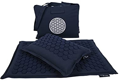 PRO 11 WELLBEING ECO Acupressure mat and Pillow Set with Large Carry Bag (Navy Blue)