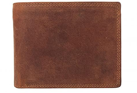 Dariya® Herren Leder Geldbörse braun RFID-Schutz Echtleder Geldbeutel Used Look (Querformat)
