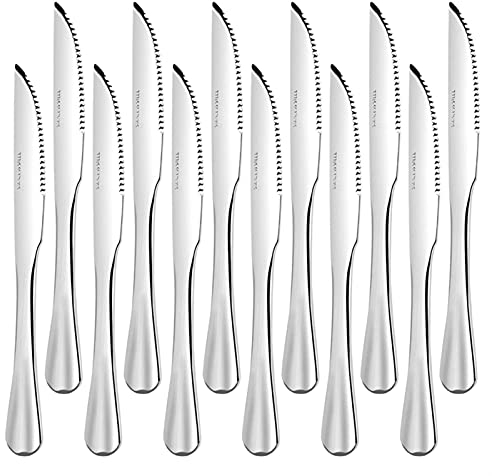 Cuchillos de bistec, cuchillo de acero inoxidable de acero inoxidable conjunto de 12 para chefs cocina comercial ideal para bbq bodas cenas par (Color : Silver)