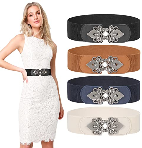 LEACOOLKEY Korsett-Gürtel für Damen, breiter, elastischer Wespie-Gürtel für Halloween-Kostüme, Schnür-Cinch-Taillengürtel für Kleider