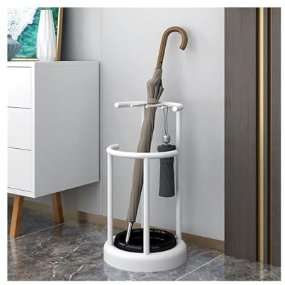 HASMI Umbrella Stand Nordic Iron Art Umbrella Rack Hook Multifunctional Beach Umbrellas Storage Barrel Rain Gear Stable Chassis Parasol Holder Stand Umbrella Holder (Color : White), yuqing2022
