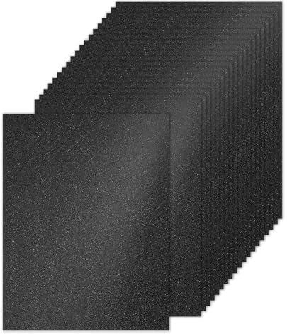 PATIKIL 20 ark svart glitterpapper, 21,5 x 28,9 cm 250 gsm fyrkantigt premium glittrande papper hantverk kartong papper för klippbok korttillverkning gör-det-själv konstprojekt bröllopsfest