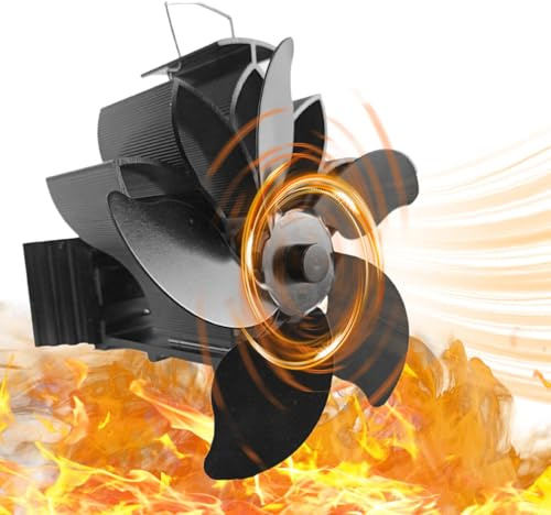 Ventilatore per stufa a legna non elettrico, ventilatore per stufa a legna alimentato a calore - Ventilatore per camino non elettrico,Ventilatore per stufa a pellet a 5 fogli, ventilatore da ch