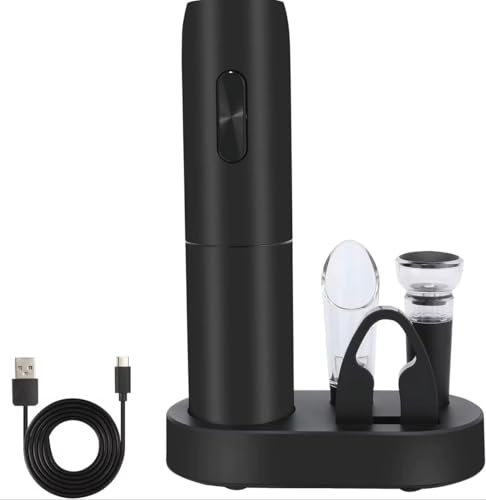PRIME ESSENTIALS® Cavatappi Elettrico Ricaricabile 6 in 1 I Apribottiglie Elettrico Professionale I Cavatappi Elettrico Portatile e Senza Fili I Stazione di Ricarica e Cavo USB Incluso.