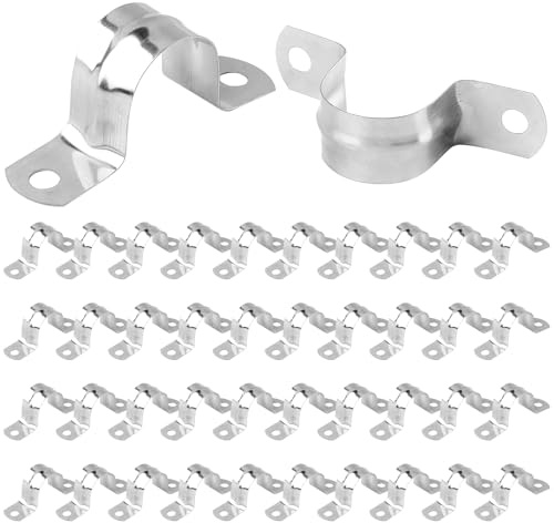 40 Pcs 1 Inch Stainless Steel Conduit Clamps,Heavy Duty 2 Hole Strap U Bracket Rigid Pipe Straps,Metal Tension Tube Clip for EMT Conduits,Pipe Fixing on Various Surfaces