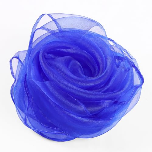Hopton Pack of 10 Juggling Cloths, Chiffon Cloths for Dancing, 60 x 60 cm, Blue Colourful Silk Cloths, Colourful Cloths for Nursery, Children's Show, Sensory Juggling, Dancing (Blue)