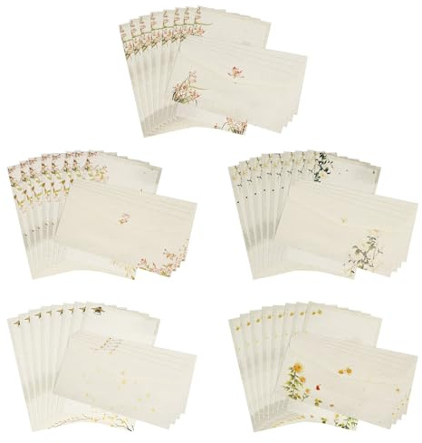 Letter Writing Paper and Envelopes Set, 40 Floral Writing Paper with 20 Envelopes, Vintage Stationery Paper Letter Writing Sets for Party Invitation Greeting Cards