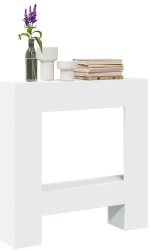 LoogCape Vit spiselkrans 81 x 18 x 82 cm av trämaterial för elektriska kaminer, dekorativ kaminkant med hylla, robusta kamintillbehör, lätt att rengöra och säker, kompatibel med LED-lågor