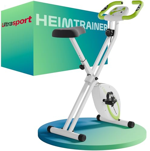 Ultrasport F-Bike, cykeltränare, hemmatränare, hopfällbar fitnesscykel, integrerad träningsdator, handpulssensorer, hopfällbar, 8 motståndsnivåer, idealisk för gammal och ung