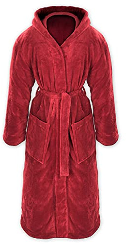 Gräfenstayn Accappatoio Uomo & Donna in Morbido Pile con Cappuccio dalla Taglia S alla XXXL in Diversi Colori con Certificazione Öko-Tex Standard 100 in Pile di Flanella (S, Bordeaux)