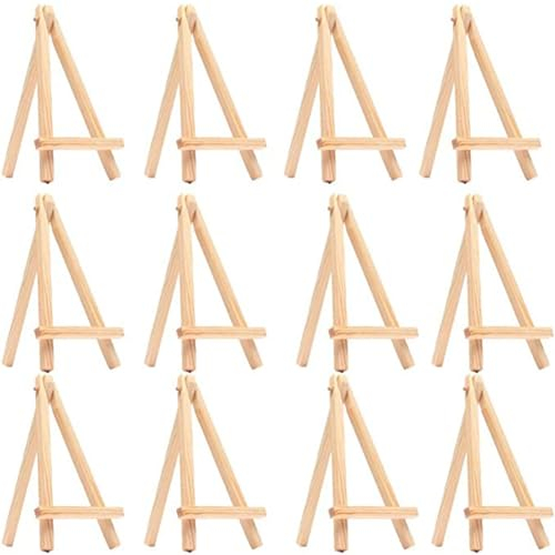 Lot de 12 chevalets en bois de 15 cm - Marque-place ou support pour menu de mariage, mini chevalet pour peintures et projets créatifs