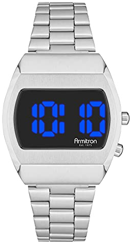 Armitron Sport Retro Digital Chronograph Bracelet Watch,Silver/Blue