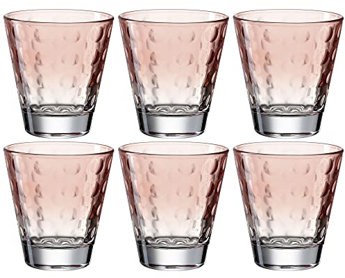 Leonardo Optic 025896 Lot de 6 verres à eau, lavables au lave-vaisselle, en verre coloré, orange, 215 ml