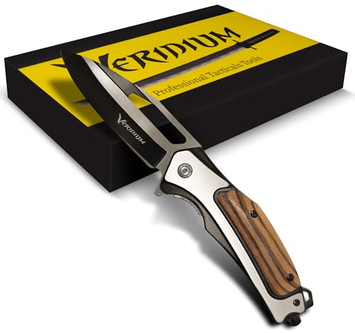 Veridium Professional Klappmesser aus japanischem VG10-Kobalt-Edelstahl, Taschenmesser, Jagd- und Angelmesser mit praktischem Taschenclip. Klinge 8 cm, 186 g gehärtet 61,9 HRC