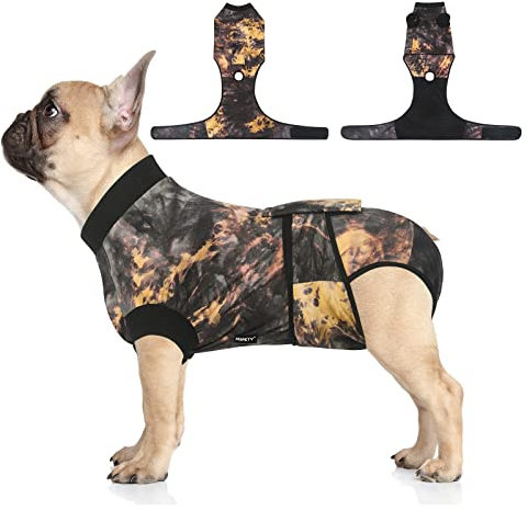 Jiupety Réglables en Une Seule Pièce Doux Body Chien Post Operatoire Femelle et Male, Body pour Chien Après Stérilisation alternatives aux Collerettes pour Chiens, Tie-Dye M