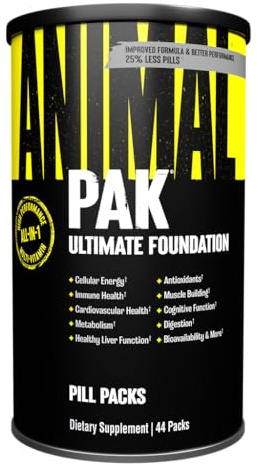 Animal Pak - Convenient Multivitamin for Men & Women Daily All-in-One Vitamin & Supplement Pack - Zinc, Vitamins C, B, D, Amino Acids, and Immune Support - Sports Nutrition Performance - 44 Count