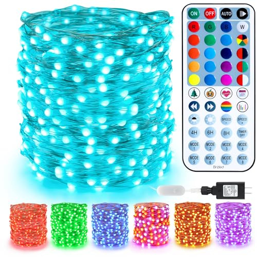 Brizled Color Changing Fairy Lights, 66ft 200 LED Purple & Orange Fairy Lights with Remote, RGB Twinkle Light Dimmable Halloween Light with Timer for Christmas Halloween Party Wedding Tree Home Decor