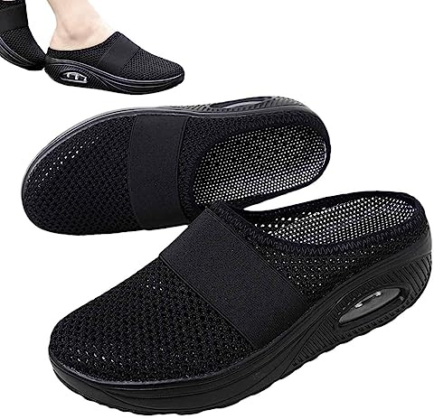 Fulenyi Cojín de aire para mujer, sin cordones, ortopédicos, para diabéticos, para senderismo, zapatillas de deporte para mujer, transpirables, con soporte para el arco del pie, de punto, para el