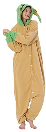 LorranTree Relaxo Costume Onesie Yoda Adulte Pyjama Femme Carnaval Halloween Pyjama Cosplay Combinaison Animal Carnaval