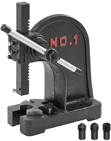 VEVOR Dornpresse, 1 t Handhebelpresse, Manuelle Dornpresse Präzisions Handpresse, 150 mm Maximale Höhe, Manuelle Desktop-Stanzpresse aus Gusseisen, zum Stanzen, Biegen, Strecken, Formen