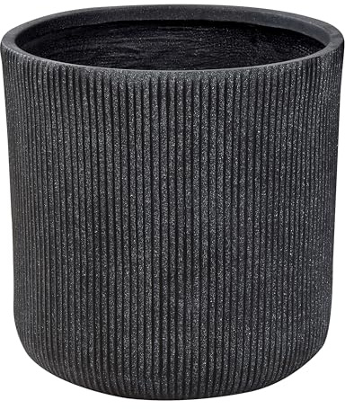Beliani Maceta Exterior Superficie estriada Redonda Piedra Fibra Arcilla 45x45x45 cm Gris Oreoi