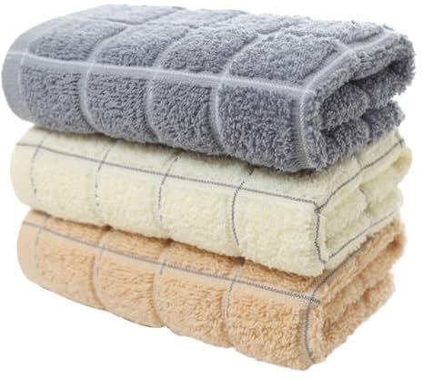 Amosfun Karierte Handtücher 3St Handtücher Handtuch Waschlappen Sanft Geschenk Männer und Frauen Handtücher Für Friseursalons