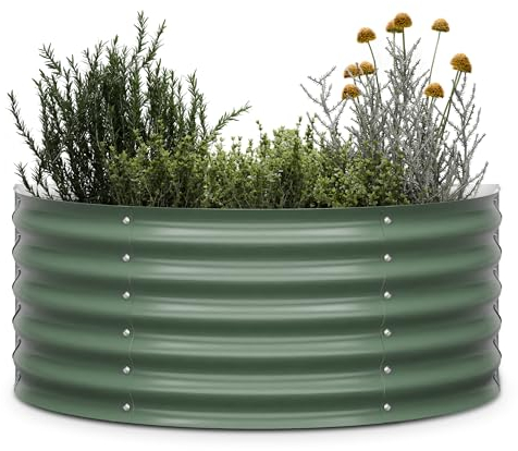 blumfeldt High Grow Half Circle - Aiuola Rialzata, 200 L, in Acciaio Galvalume Resistente a Ruggine & Gelo, Design Semicircolare Ergonomico, 43 cm, per Fiori, Erbe & Verdure, Facile Montaggio