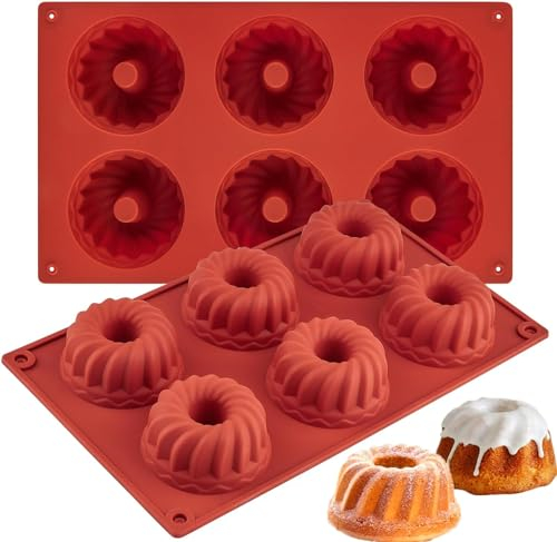 Leslady Gugelhupfform Silikon Klein Backformen Praktische, Muffins Silikonbackform und Kleine Kuchenform, Ideal für Kreatives Backen