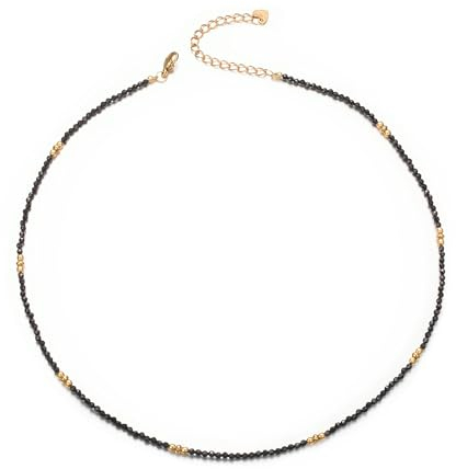 Aleasha Schwarze kleine Spinell-Halskette Damen Boho Strand Kette Schmuck Geschenk