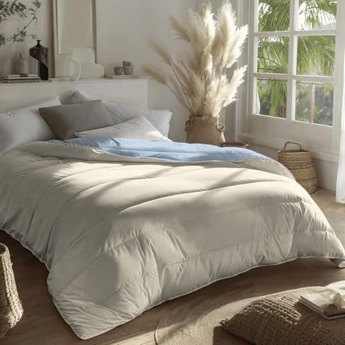 Zelesta Royalbed Bettdecke 240x200 4 Jahreszeiten - Bettwäsche winterdecke und Sommer-Bettdecke warm Duvet - Waschbare bettdecke ohne Bezug - Anti-Allergene Steppdecke (Bluefog & Sand Beach)