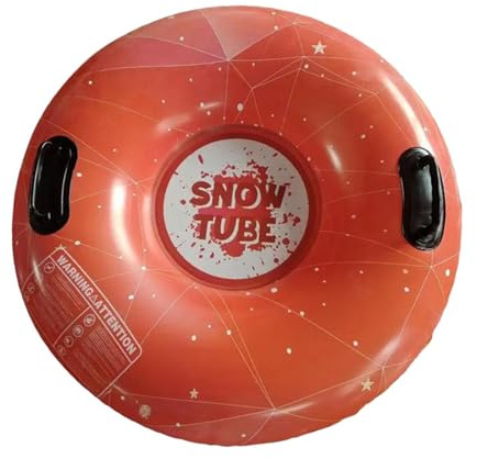 Qianly Aufblasbarer Snowtube für Kinder, Winterrodeln mit Griffen für Weihnachtsaktivitäten, Rot