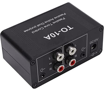 Mini Préamplificateur Audio Stéréo Mini Préampli Phono avec Contrôle de tonalité Boîtier Métallique pour DVD CD TV Haut-parleurs Casque Radio Domestique Post Amps