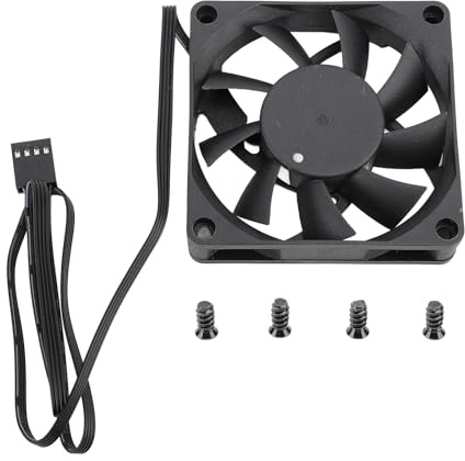 Bonbela 70 mm PWM-fläkt, dubbel kullagerfläkt, 4-stifts PWM, intelligent temperaturkontroll, PC-chassi-fläkthastighet upp till 2500 varv/min, 7 vingar