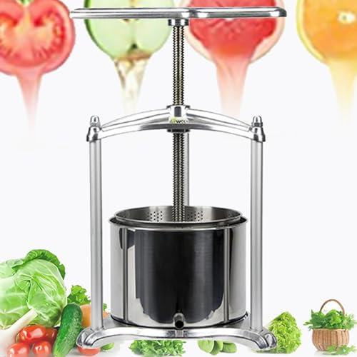 Pressoir à Fruits Et Vin Pressoir à Fruits Hydraulique 100% Naturel Fabrication De Jus Machine à Jus Manuelle Broyeur De Pommes, Raisins, Baies, LéGumes Huile D'Olive,6L