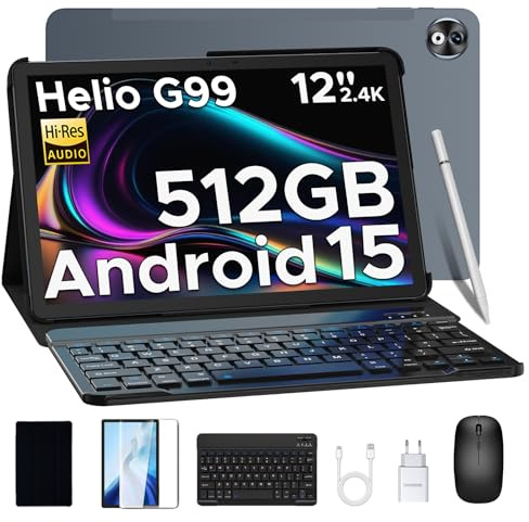 DOOGEE T40 PRO Android 15 Tablet 12 Zoll – 2025 Neues Tablet mit Tastatur/Stift/Maus/Hülle, Helio G99, 10800 mAh, 20(8+12) GB RAM +512GB ROM(2TB TF), 2.4K Display, 16MP, 4G LTE, Dual SIM, Octa-Core