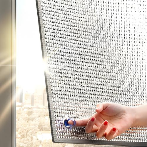 Pellicola Isolante Riflettente per Finestre, Schermatura Termica Oscurante in Alluminio, Protezione Solare UV per Casa Balcone Camper Garage Tetto e Veranda(70x90 cm)