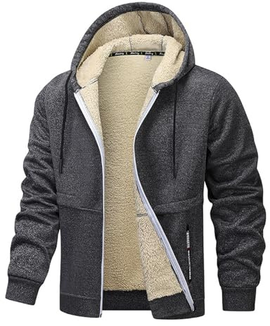 uxxnjfg Felpa Uomo con Cappuccio con Zip Autunno Maglione Giubbotto Invernale Uomo Trekking Imbottita Casual Primaverile Sweatshirt Felpe Running da Lavoro Elegante Abbigliamento(Grigio Scuro,L)