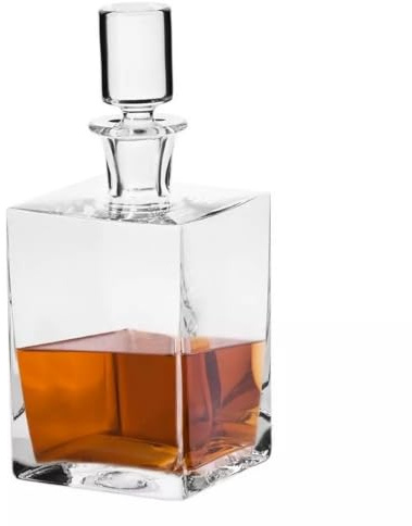 KROSNO | Karaffe für Whisky und Scotch | Volumen 750 ml | Caro-Kollektion | Handarbeit | Quadratische Form | Ideal für Geschenk und Partys | Bleifreies Glas Crystalline | Handwäsche