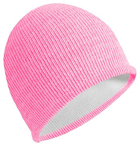 AMNQUERXUS Reflective Beanie Hat High Visibility Warm Winter Loop Knit Cap Gifts for Women Men (Pink)