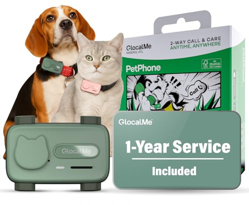 GlocalMe PetPhone Pet Tracker with 1 Year Service, Support Play Music and Two-Way Call, Pet Community and AI Health Alerts, Real Time Tracking and Virtual Fence, Global GPS Tracker for Dog and Cat