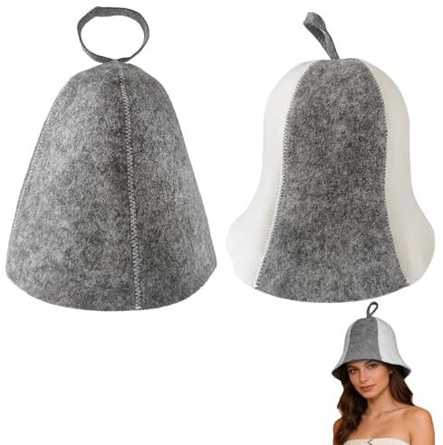 2Pcs Sauna Hat, Ergonomi Felt Hat, Sauna Hats for Women & Men,Steam Bath Hats Room Accessories Felt Heat Dry Headrest,Steam Room Essential Parts,Simple Natural Stylish Appearance Bucket Cap(2 Style)