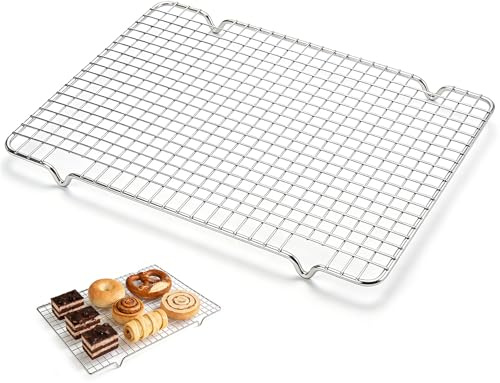 Griglia Forno Universale di Raffreddamento 43x29 cm - Pasticceria in Acciaio Carbonio Antiaderente, Rettangolare Griglia Raffreddamento di Torte e Pasticcini per Cucinare, Panificazione, Grigliare