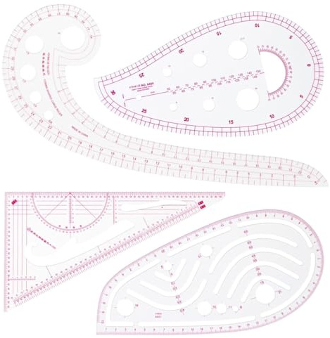 4 righelli per sartoria, righello curvo multifunzionale, righello semplice da tagliare, misurazione di precisione fai da te, set di sartoria