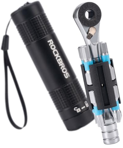 ROCKBROS 8-in-1 Mini-Fahrrad-Ratsche Multitool – Kompakt und Leicht, Metalllegierung, Reparaturwerkzeug für Rennrad, MTB und Unterwegs