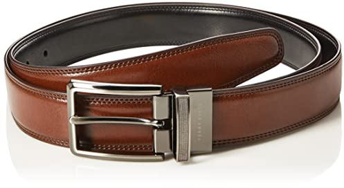 Perry Ellis Men's Portfolio Double Stitched Leather Reversible Belt (Sizes 30-42 Inches), Brown/Black, 36