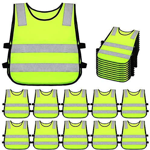 Geyoga 10 Pieces 2/10 Pieces Kids Reflective Vest Child Toddler Safety High Visibility Vest Yellow for Cycling Walking Skiing