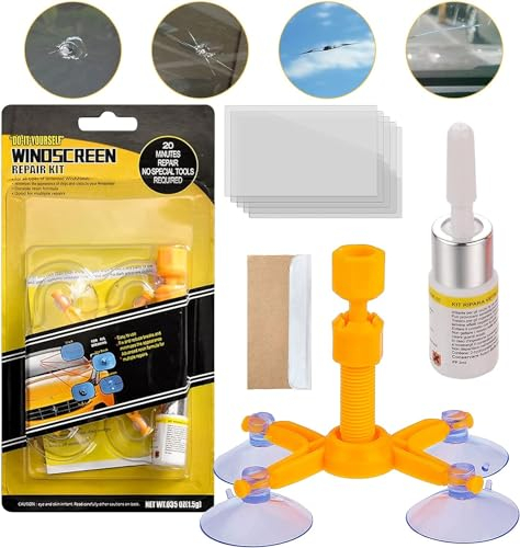 Windscreen Repair Kit, Car Windscreen Crack Repair Kit for Fix Auto Windscreen Glass Cracks/Scratch/Chips/Nicks/Half-Moon/Star-Shaped/Bulls-Eye