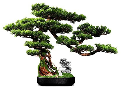 XXXXW Handmade Artificial Cypress Welcome Pine Bonsai Simulation Tree Outdoor Garden Home Decoration Simulation Tree Fake Potted Green Plant 18.89 Inches Fake Plant